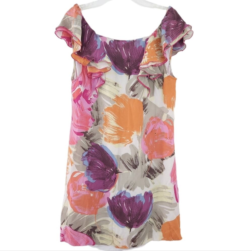 BCBG MaxAzria 100% Silk Dress Floral Size 8 Summer Spring Dress Sleeveless